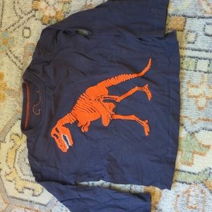 Mini Boden Long Sleeved Navy Blue Shirt with Dinosaur Design 2-3Y
